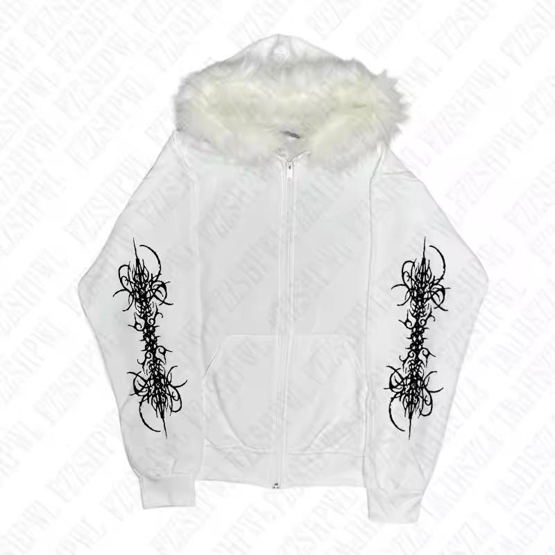 Neuer Unisex-Plüsch-Kapuzenpullover mit Reißverschluss und Schirm im europäischen und amerikanischen Streetstyle