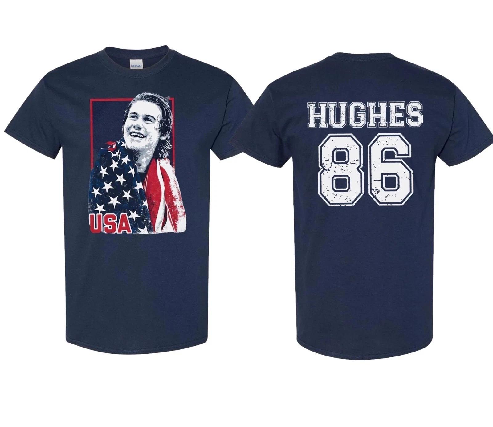 Jack Hughes Usa Gold Hockey T-Shirt, 2 Sides M