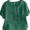 Woman Tops Round Neck Short Sleeves Solid Color Pullover Breathable Casual Wear Oversize Summer Loose Cotton Linen Leisure Shirt Women Clothes