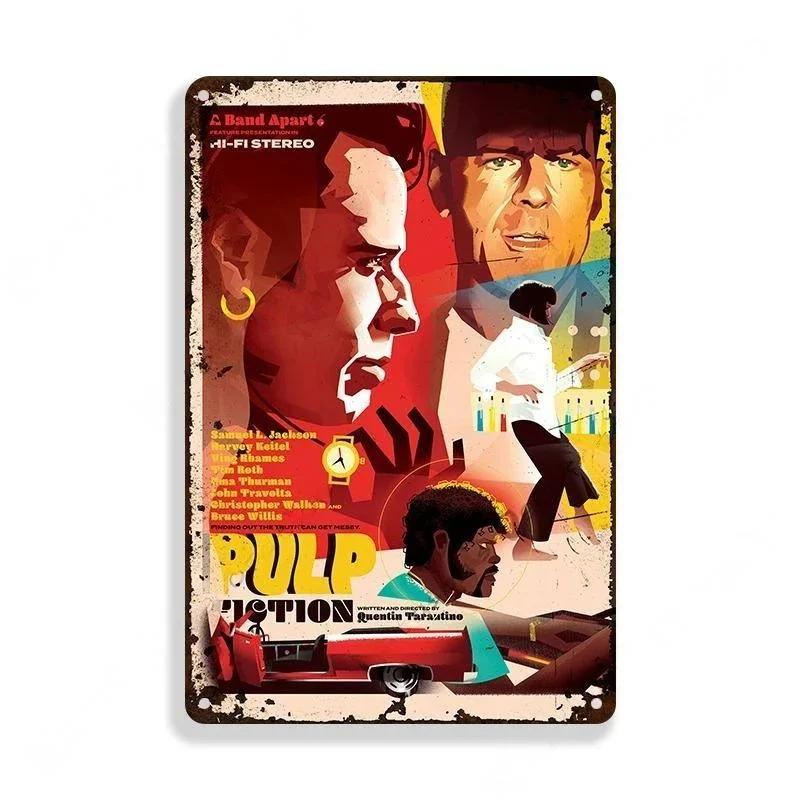 Metal Tin Sign Poster Pulp Fiction Film Metal Plaque Poster Decor for Bar Club Wall Decor Retro Home Bedroom Vintage Wall Pla