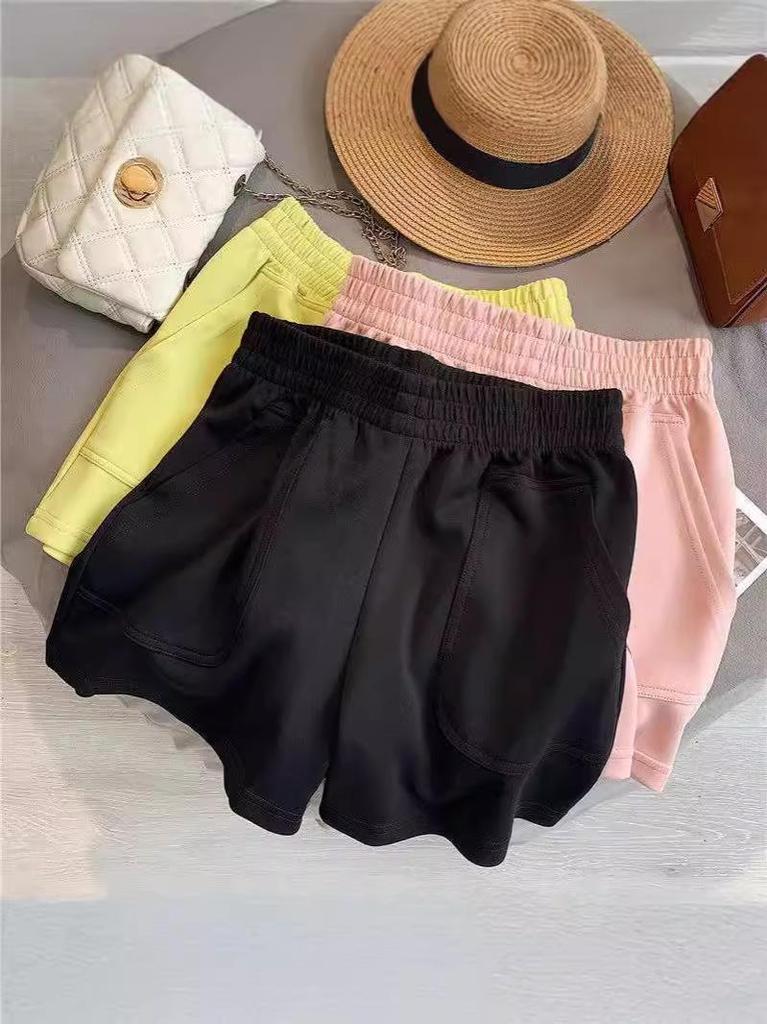 Women's High-Waist Korean Style Wide-Leg Three-Quarter Cotton Sports Shorts - Slimming and Trendy Summer Wear