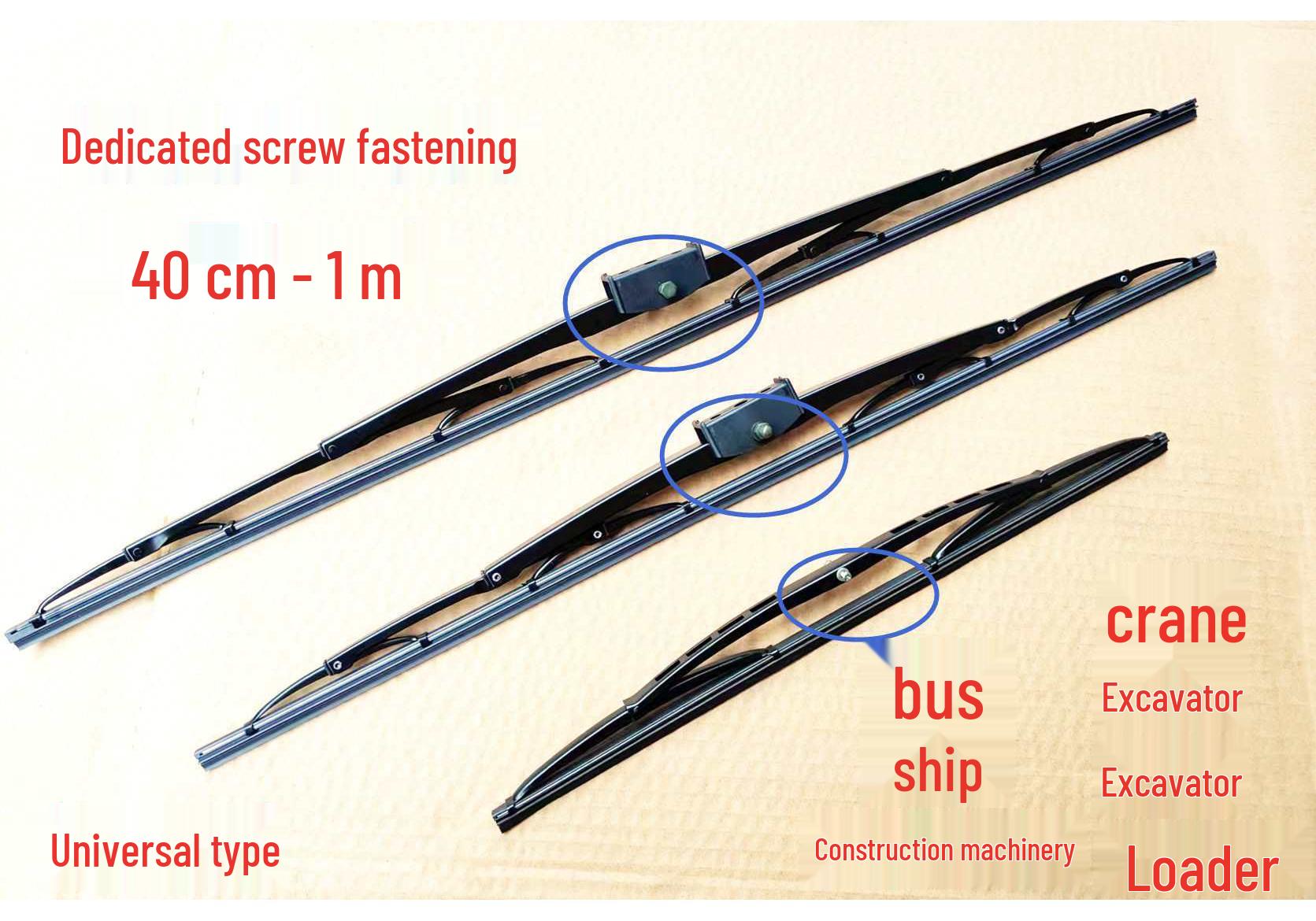 

Universal Wiper Blade for Excavators, Loaders, Buses, Ships, Minibuses, Cranes, and Framed Vehicles