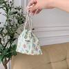 Floral Print Drawstring Coin Purse for Children Girls Makeup Bag Travel Organizer Keys Earphone Bag Makeup Pouch Cute Mini Purse