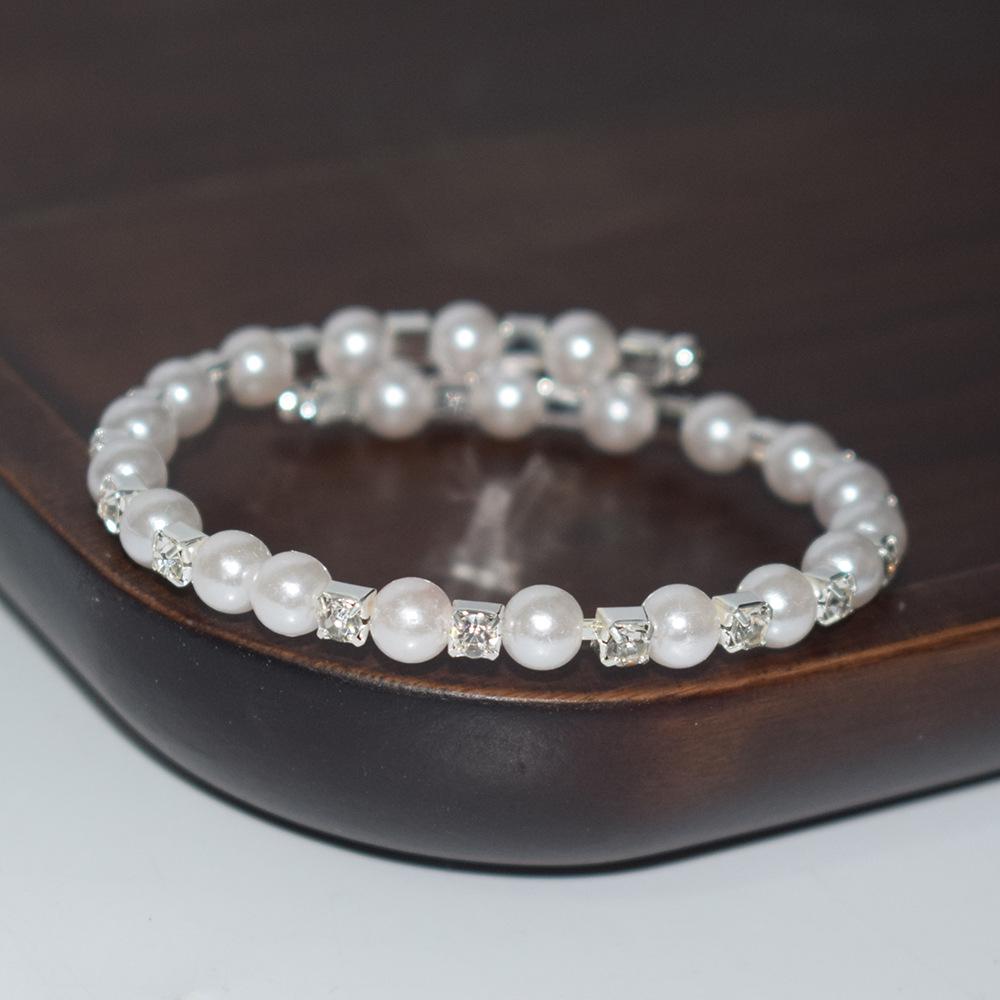 2023 Korean Style Pearl & Rhinestone Open Bangle for Women