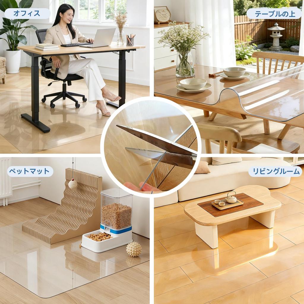 Chair Mat VOTUDX Floor Mat Transparent 130x160cm Thickness PVC Scratch Resistant 1.5mm