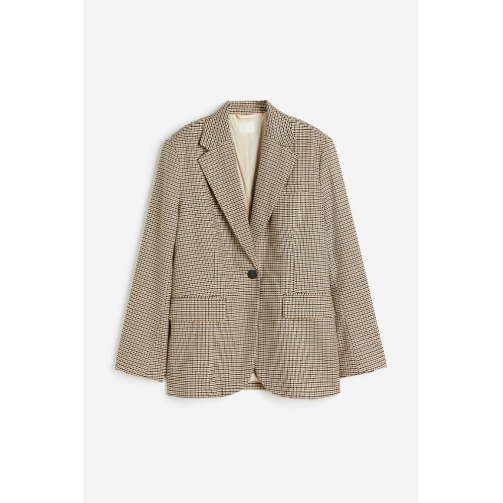 

Куртка свободного кроя HM коричневого цвета с узором «гусиная лапка»