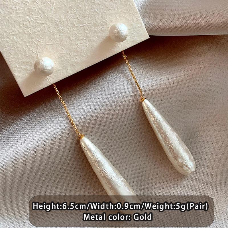 

French Elegant Water Drop Imitation pearl Long Earrings Fashionable Texture Foam 2026 New Design Jewelry Accessory For Womens