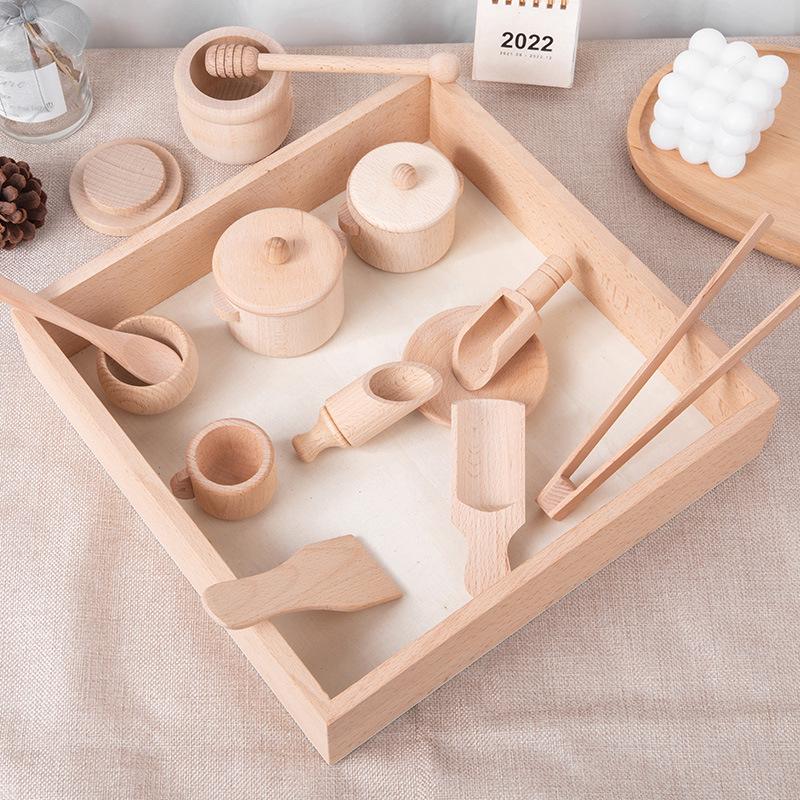 

Beech Wood Tea Party Play Set for Kids - Pretend Play & Sensory Bin Kitchenware