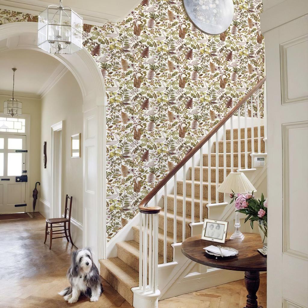 Retro Leaves Animal Pvc Wall Cover Lamp Swan Self Adhesive Vinyl Wall Decor Peel And Stick Water-Repellent Cabinet Sticker