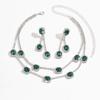Emerald Clavicle Necklace with Rhinestone Water Drop Pendant - Luxury Jewelry