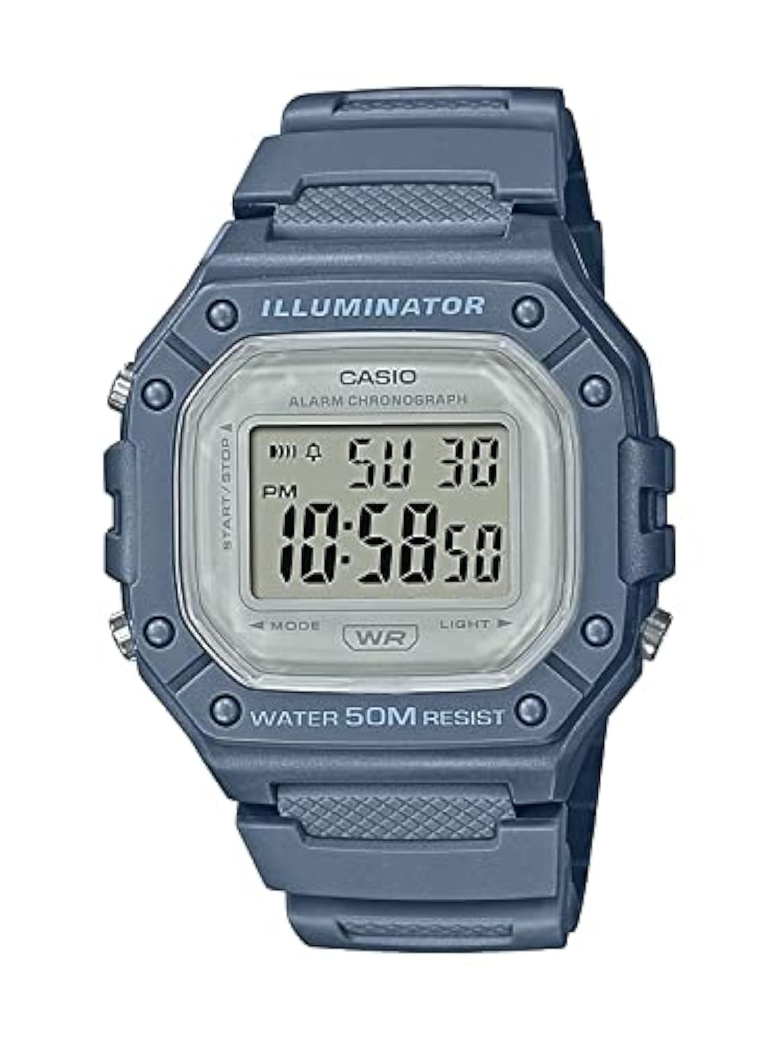 

Casio Illuminator Alarm Chronograph Digital Sports Watch Medium (Model W218HC-2AV) (Blue), Blue, Chronograph, Digital.