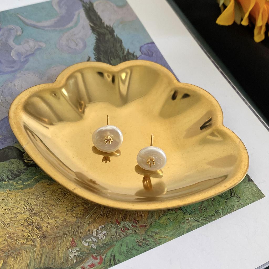 Beautiful Plating Metal Plates Stainless Steel Seashell Shape Small Decorative Tray Woman's Jewelry Organizer