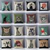 Selected Couch Cushion Cartoon Cat Printed Quality Cotton Linen Home Decorative Pillows Kids Bedroom Decor Pillowcase