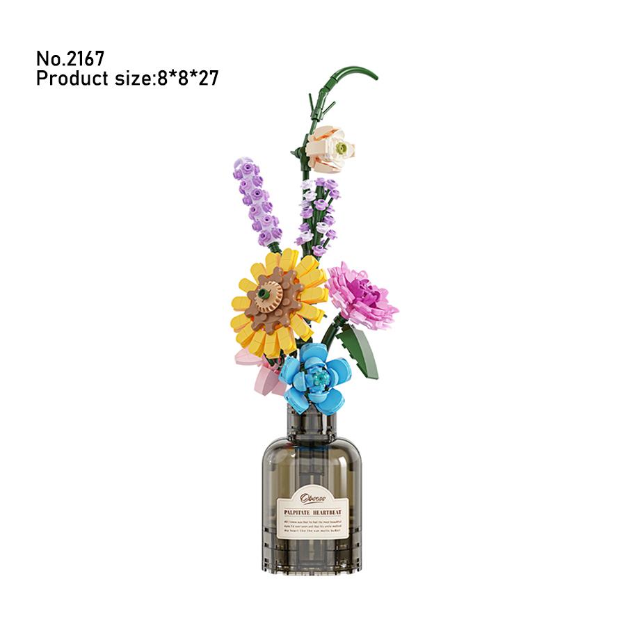 

Non-Toxic Artificial Bouquet Ornaments Building Blocks Toys Plastic Flowers With Vase Diy Mother S Day Gift Thanksgiving Day no box