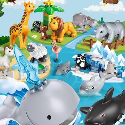 Set blocuri de construcție animale 8 buc/7 buc/6 buc Jucării educaționale creative de construcție Jucării cu design de animale Blocuri mari de animale Cadou pentru copii