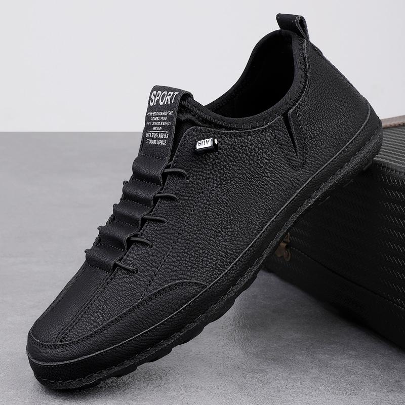 Fashion Fashionable New Men Hand Sewn Casual Sports Leather Shoes Outdoor Brand Men Comfortable Non Slip Soft Soled Casual Hiking Shoes