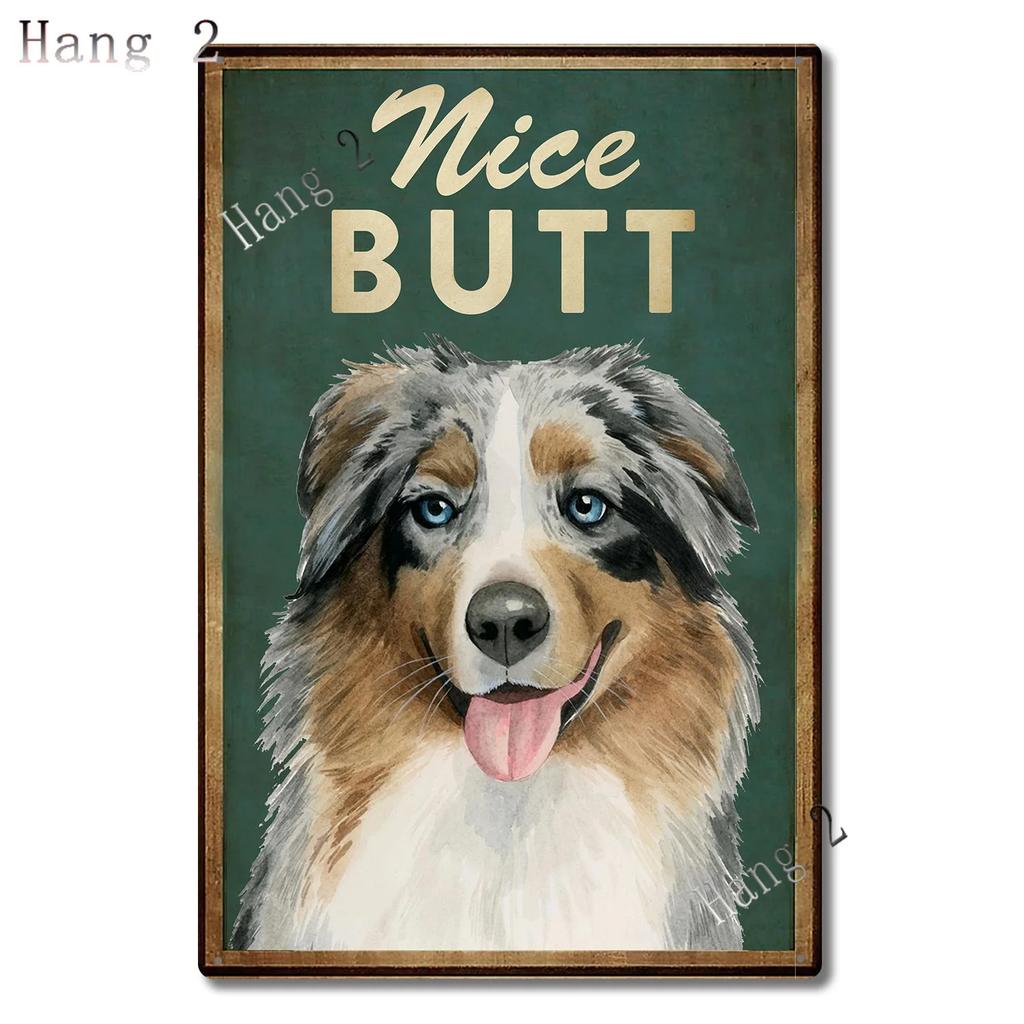 Aussie Metal Tin Sign Wall Decor Australian Shepherd Dog Bath Soap Poster Hanging Plaque Aluminum Signage Posters 8x12 Inch