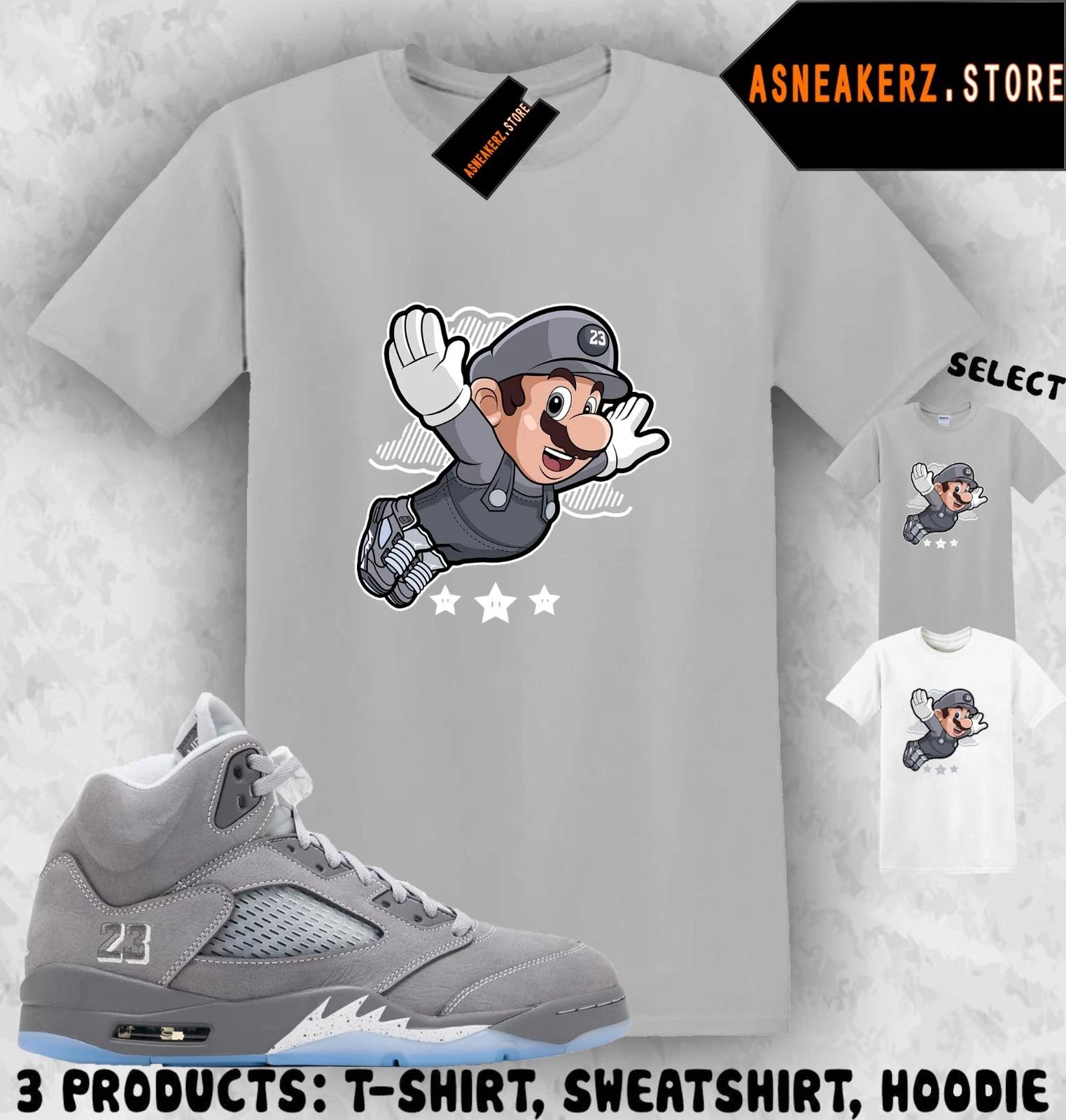 

Tee Shirt Matching AJ 5 Wolf Grey 2026 To Match Sneaker Mario Fly T shirt S