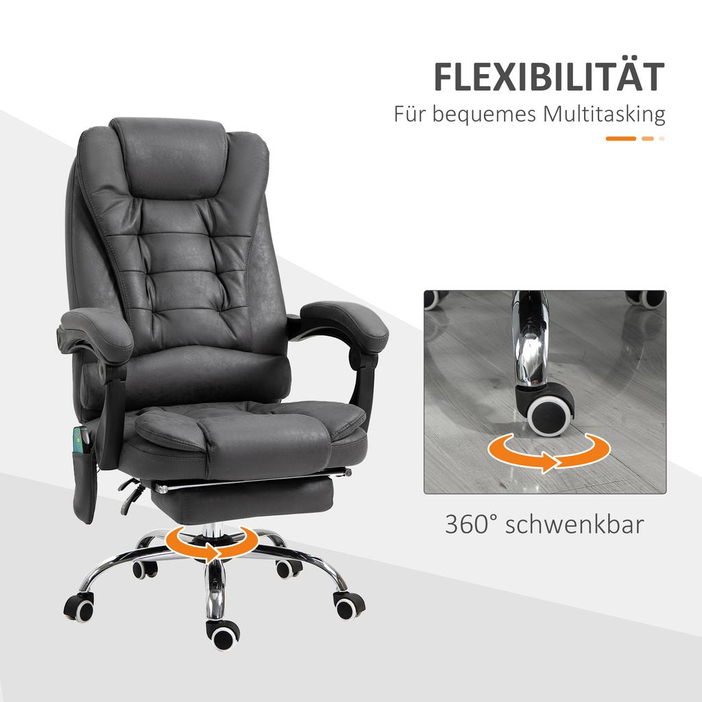 Office Chair with Massage Function, Ergonomic, 65x160x104cm, Grey
