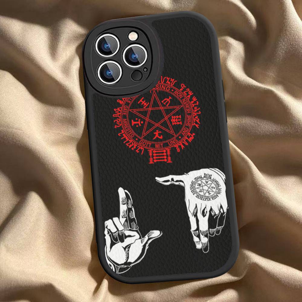 H-Hellsing Anime Cool Phone Case for iPhone 16 15 14 13 Pro Max 11 12 Plus Leather Silicone Cover