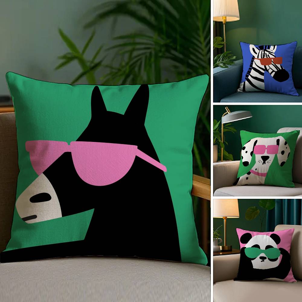 Cartoon Animal Cute Pillow Case Sofa Living Room Bedroom Double-sided Printing Square Cushion Nap Time Pillow Case
