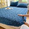 Flannel Sheets Fashion Solid Color Jacquard Comfortable Soft Elastic Bedspread Coral Fleece Fluffy Fitted Bed Sheets for Bed