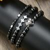 Bracelet Jewelry, Black Gallstone, Volcanic Stone, Wooden Beads, Multi-layer Men's Bracelet Combination Set, Elastic Bracelet.