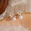 Exquisite White Flower Stud Earrings For Women Small  Imitation Pearl Earrings Wedding Party Elegant Jewelry Gift