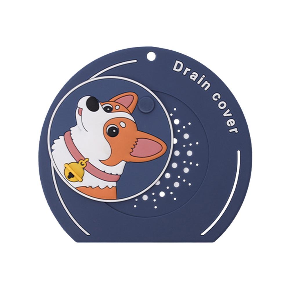 Silicone Floor Drain Mat Cartoon Dog Kitchen Sink Seal Mat  for Bathroom Hair Collection