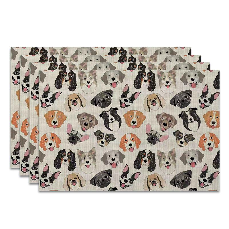 4Pcs, Cute Dog Placemats, the Best Placemats, Washable, Suitable for Holiday Parties, Home Decor 4PCS