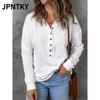 Blusas y Camisas Casuales de Moda para Mujer JPNTKY de Manga Larga con Cuello en V