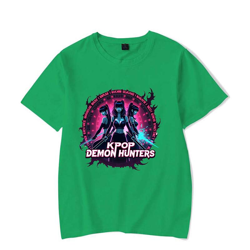 

New Kpop Demon Hunters Printed T Shirt Women Men Teens Fashion Hip Hop Harajuku Casual Short Sleeve Tops Tees 4XL