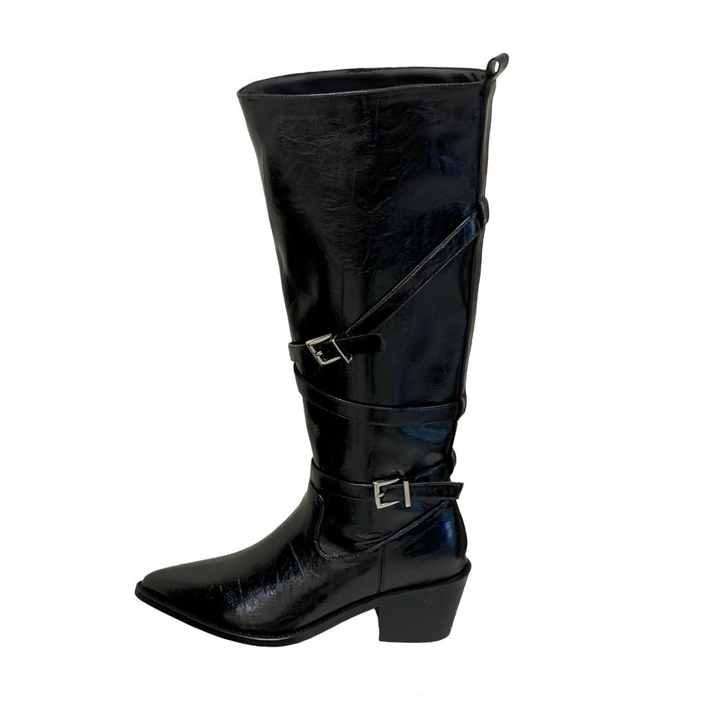 Khaki Tall Boots Autumn Button Boots Women's 2025 New Thin and Tall Small Spice Girls Short Boots