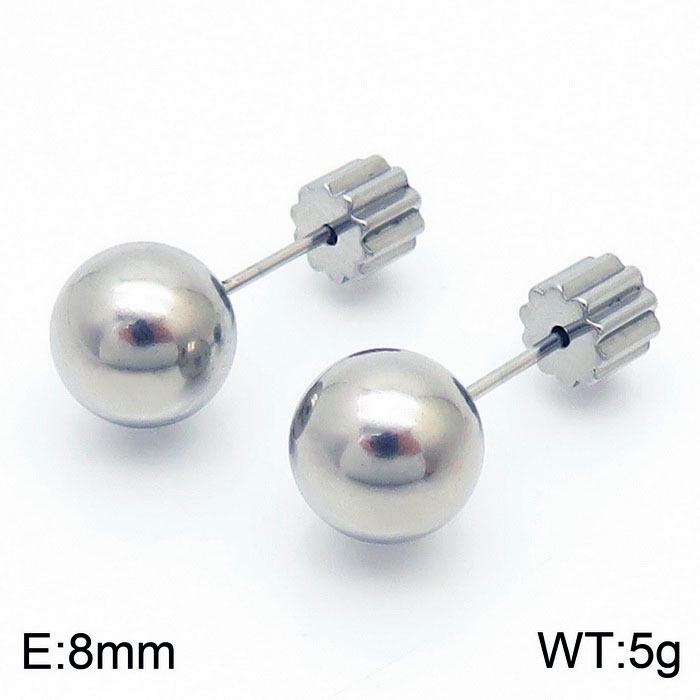 European & American Titanium Steel Round Bead Women's Stud Earrings - Simple Street Style Accessories