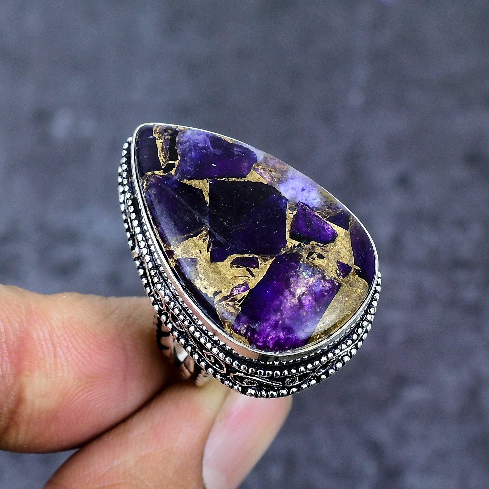 Natural Copper Sodalite Gemstone 925 Sterling Silver Jewelry Ring Size 7 ET-4796