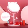 Modischer Süßer Desktop-Schminkspiegel Haushalt Drehbarer Kosmetikspiegel mit Ablage Katzenohr Rosa