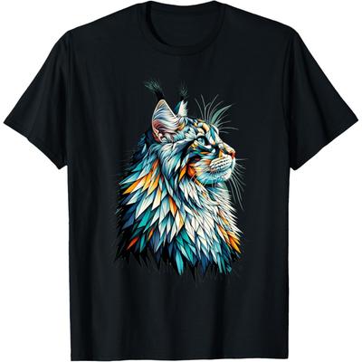 Polygon Art Maine Coon Katze Maine Coons T-Shirt für Männer Frauen Mädchen Kinder