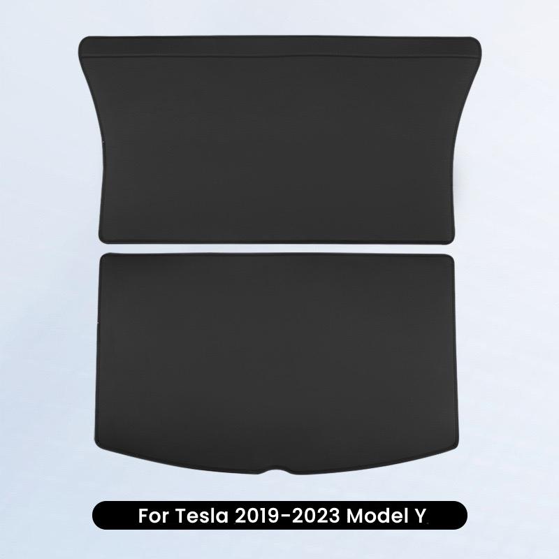Leather Trunk Mats For Tesla Model Y Model 3 Highland Rear Trunk Protector Pad All Weather Split Dog Liner Pet Mat Anti-kick Pad