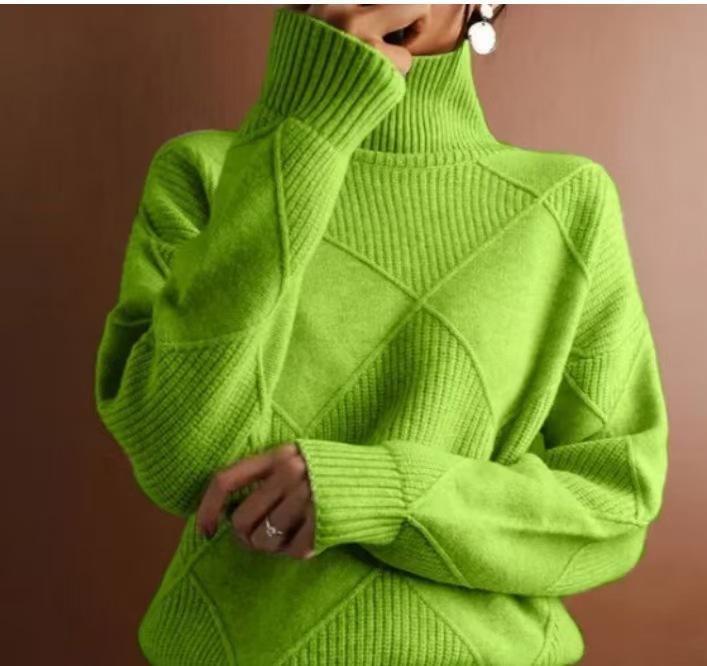 Diamond Grid, Texture, Smooth, Solid Color, Pullover Sweater, Autumn and Winter Thick Design, Multiple Colors To Choose From, Winter Inner Wear