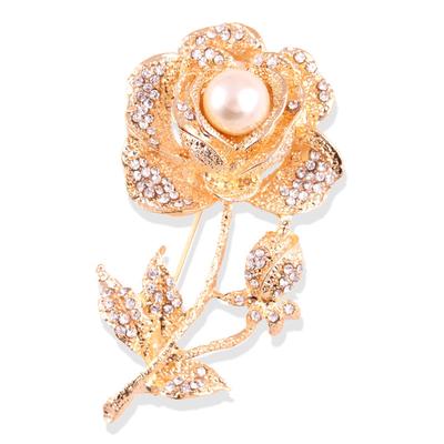 Fashion Retro Large Rose Pearl Brooch Brooch Corsage Flower Corsage Buckle Female Accessories Long-Lasting Color Exquisite Hypoallergenic Brooch Gift