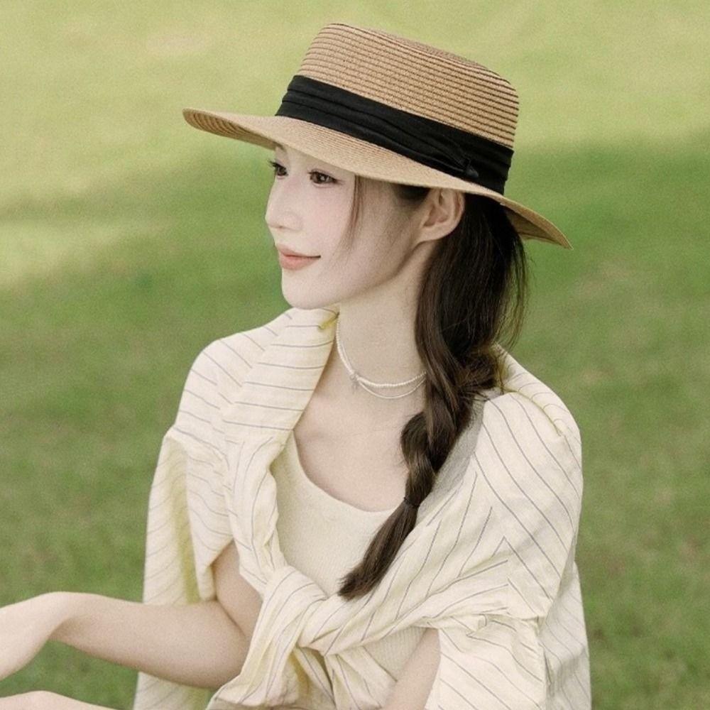 Cappello Panama Naturale Francese 54~58cm Versatile per Vacanze Protezione Solare