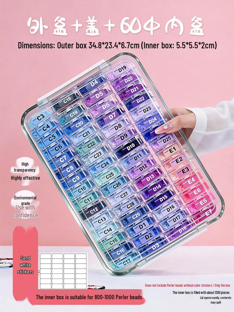 Large Transparent Bead Organizer Box with Compartments
