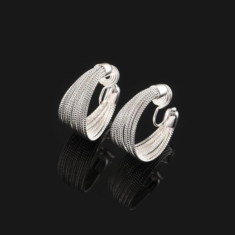 

EH672 Европейский и американский металлический стиль клипсы для ушей без прокола с москитной спиралью - Большое кольцо с серебряной иглой