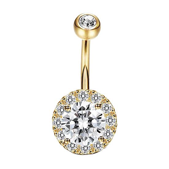 Pendentif rond incrusté de strass pour femmes, haltère, anneau de nombril, bijoux de perçage pour le corps