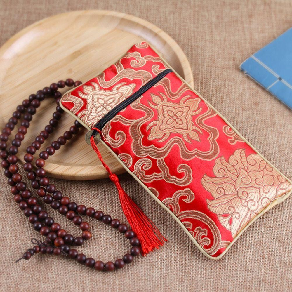 Dragon Pattern Double-layer Brocade Jewelry Bag Chinese Style Sachet Embroidery Bag Scripture Bag