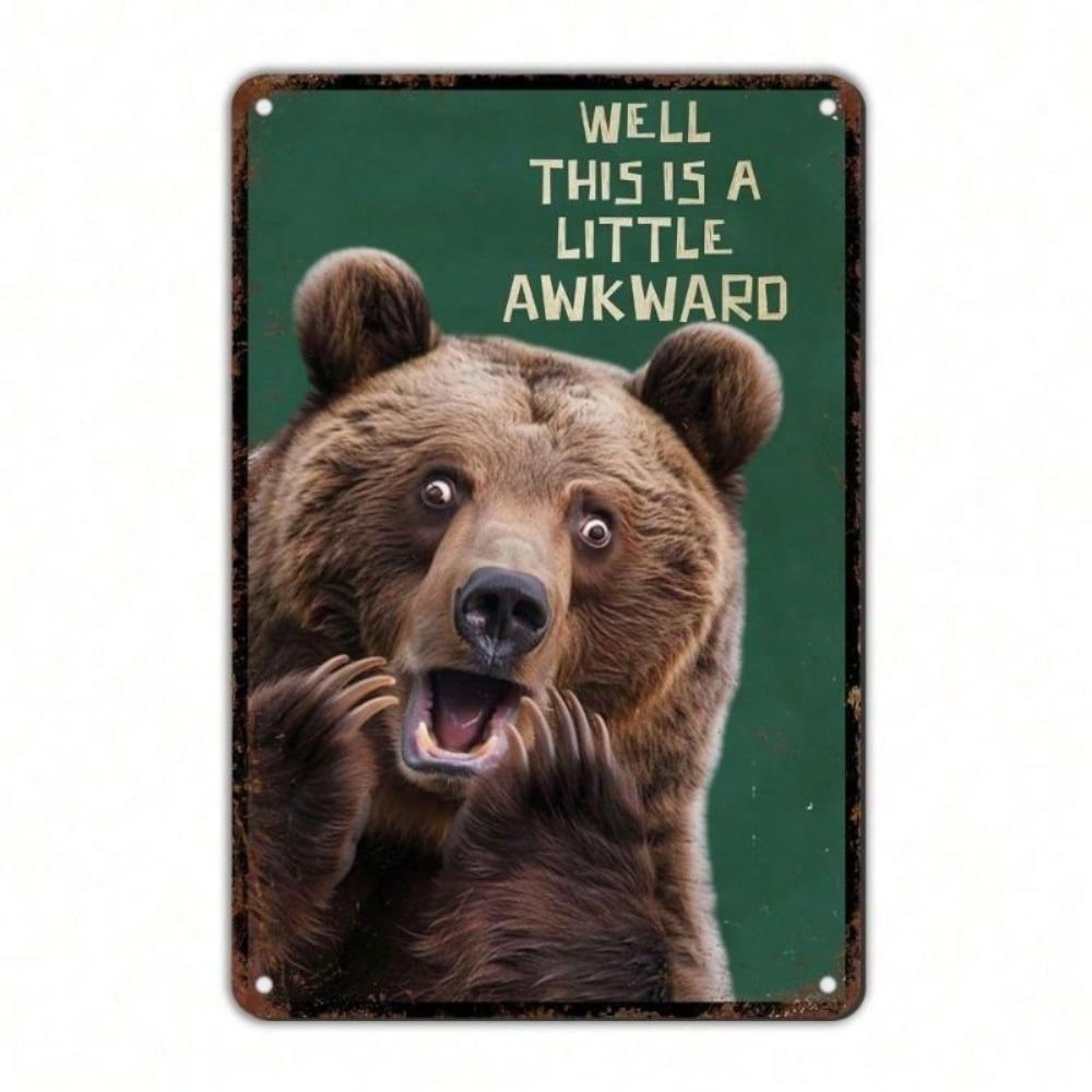 Metal Wall Art Vintage Brown Bear for Bar