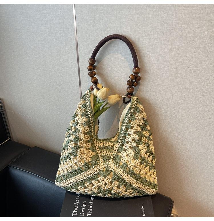 

Woven bag women s new beach vacation shoulder bag large capacity tote bag popular straw bag
