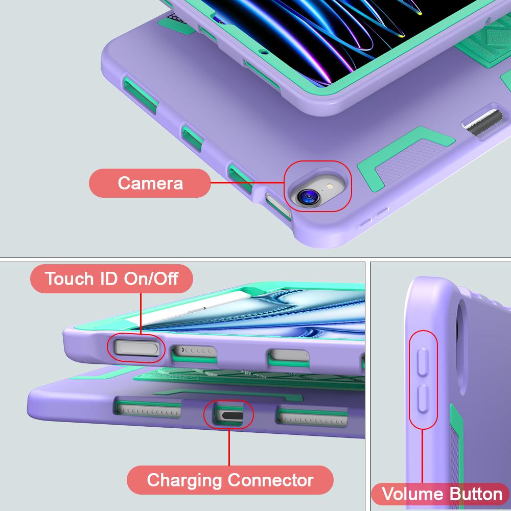 For iPad (2025)/iPad 10.9 (2022) Case Silicone + PC Kickstand Tablet Cover with Pencil Holder