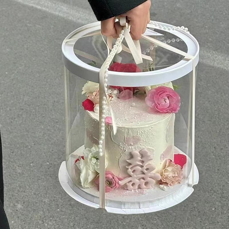 2 st Transparent Tårtlåda Klar Förpackningslåda Grattis på Födelsedagen Presentlåda Bröllopssötsaker Bageri Inslagslåda Dekorativ Presentask