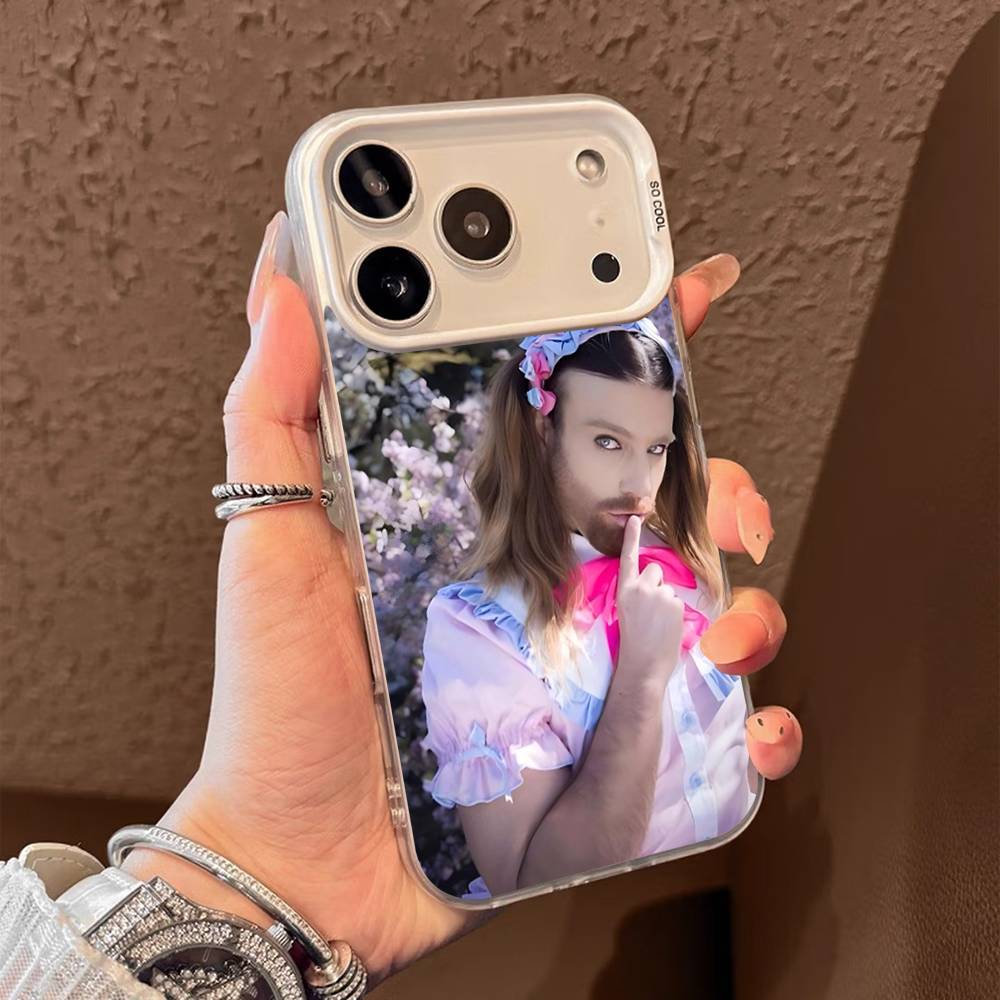 Spoof Bearded Man Loli Outfit Phone Case For iPhone 17 16 15 14 13 12 11 XS XR X Pro Max Plus Colored Silver Plated Cover